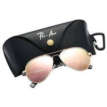 Load image into Gallery viewer, Pro Acme Small Polarized Aviator Sunglasses for Kids and Youth Age 5-18 (Gold Frame/Pink Mirrored Lens)
