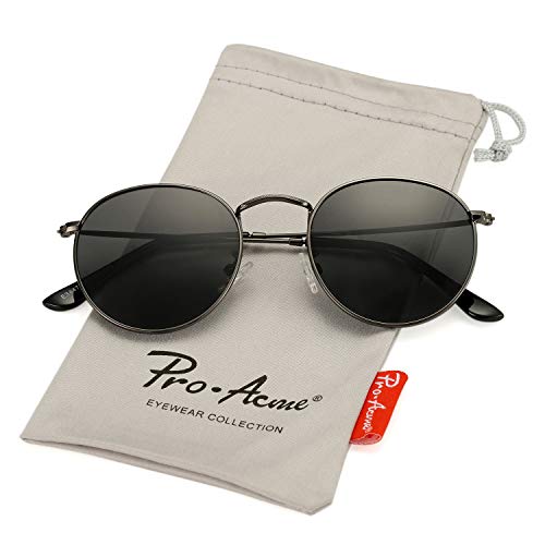 WearMe Pro - Polarized Round Vintage Retro Mirrored Lens Women Metal Frame  Sunglasses 