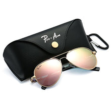 Load image into Gallery viewer, Pro Acme Small Polarized Aviator Sunglasses for Adult Small Face and Junior,52mm (Gold Frame/Pink Mirrored Lens)

