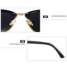 Load image into Gallery viewer, Pro Acme Classic Semi Rimless Polarized Sunglasses with Metal Rivets (Black/Gold Rimmed)
