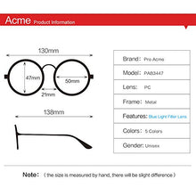 Load image into Gallery viewer, Pro Acme Blue Light Blocking Glasses Retro Round Computer Game Glasses for Women Men Anti Eye Strain Headache (Sleep Better) (Gold)
